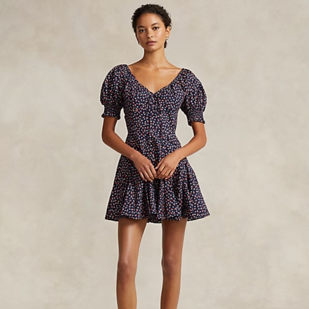 Polo Ralph Lauren Floral Puffed-Sleeve Cotton Dress